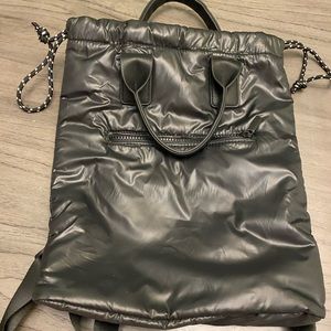 Black backpack with carry handle